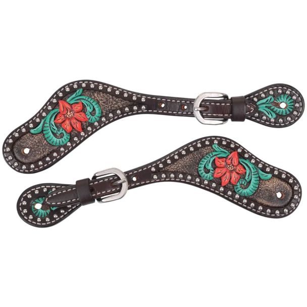 Circle Y Cactus Flower Filigree Spur Straps