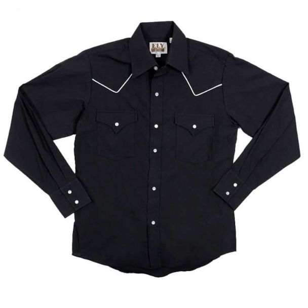 Boy's Black Western Button Shirt