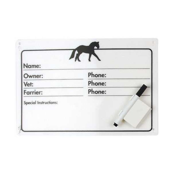 Horse Info Stall Plaque w- Dry Erase Pen