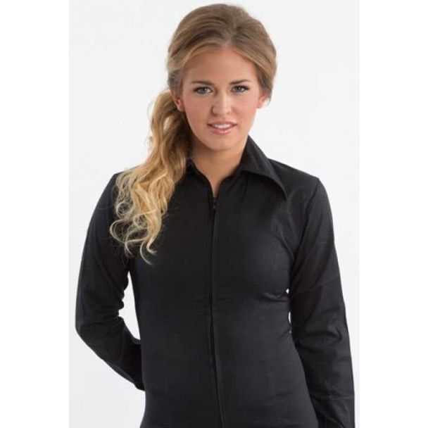 Zip Up Fitted Show Shirt - Black