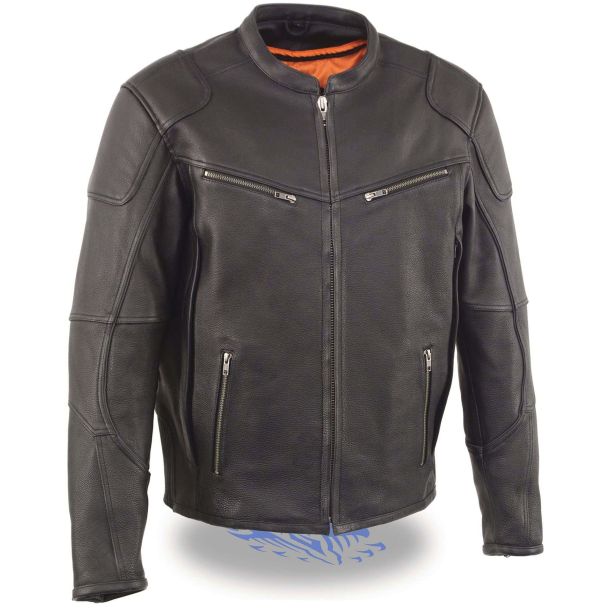 Men&rsquo;s Vented Scooter Jacket With Cool Tec&reg; Leather &amp; Side Stretch