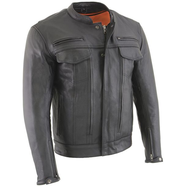 Milwaukee Leather Men&rsquo;s Vented Scooter Jacket w/ Cool Tec&reg; Leather &amp; Utility Pockets