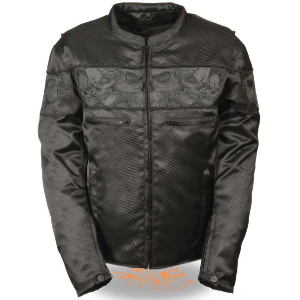 Milwaukee Leather Men&rsquo;s Reflective Skulls Textile Jacket