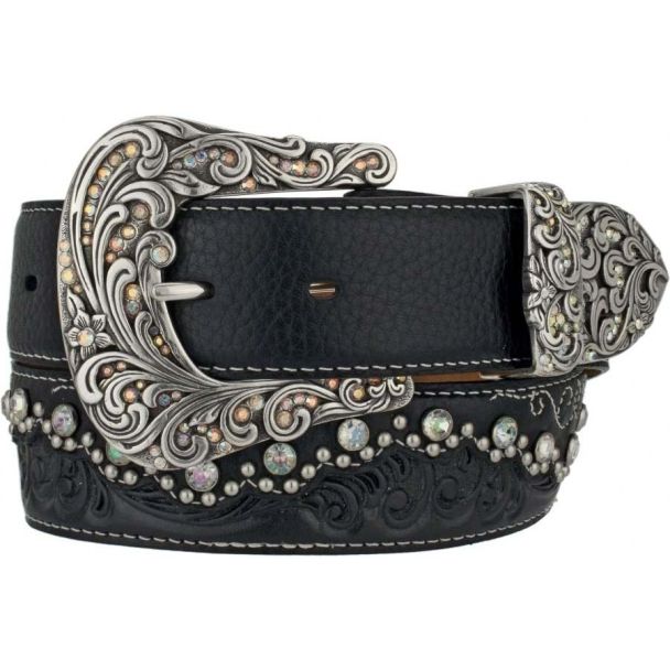 Tony Lama Kaitlyn Crystal Belt - Black