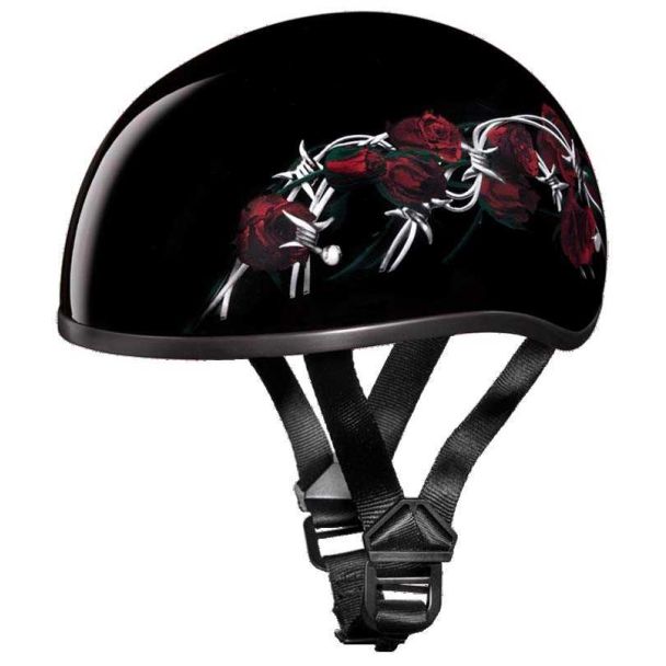 D.O.T. Daytona Skull Cap With Barbed Roses