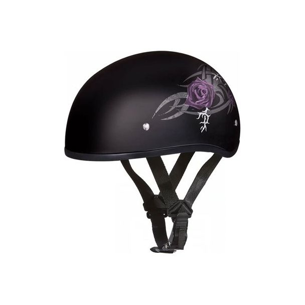 Daytona Helmets D6-PR ‘Skull Cap’ with Purple Roses Half Face Helmet