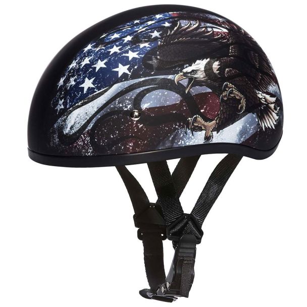 Daytona Helmets D6-USA ‘Skull Cap’ with USA Flag and Eagle Half Face Helmet