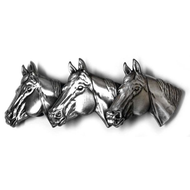 Three Horse Head Barrette - Silver Colored