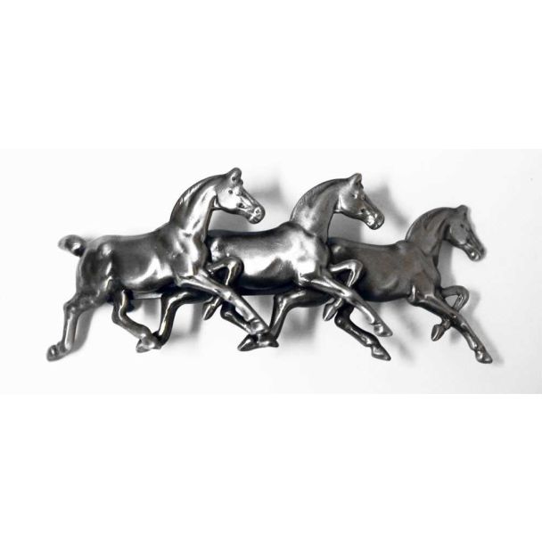 Running Horses Barrette - Pewter