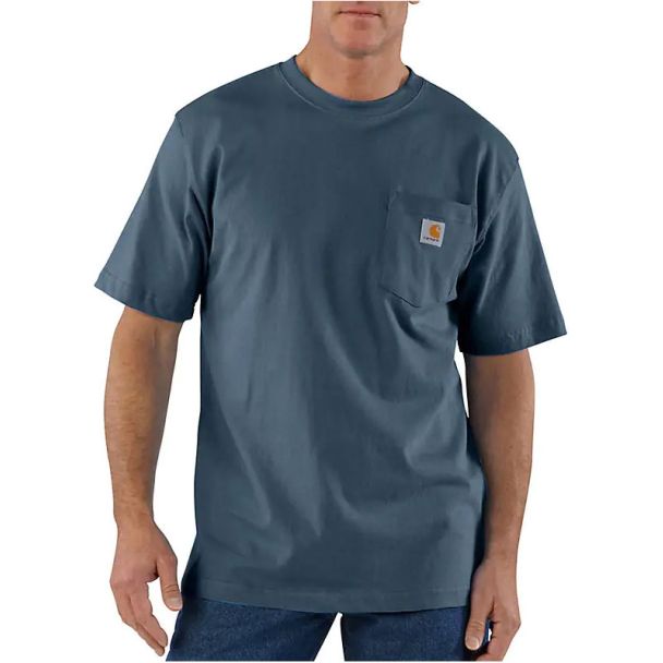 Loose Fit Heavyweight Short-Sleeve Pocket T-Shirt - Bluestone