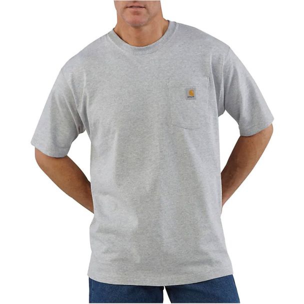 Loose Fit Heavyweight Short-Sleeve Pocket T-Shirt&nbsp; - Heather Grey