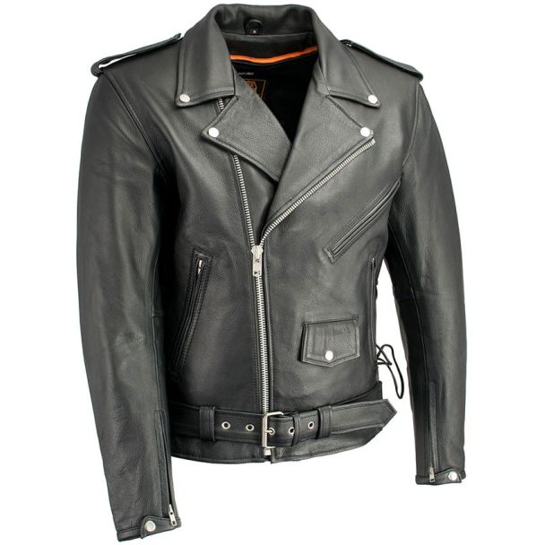 Men&rsquo;s Classic Side Lace Police Style M/C Jacket With Gun Pockets