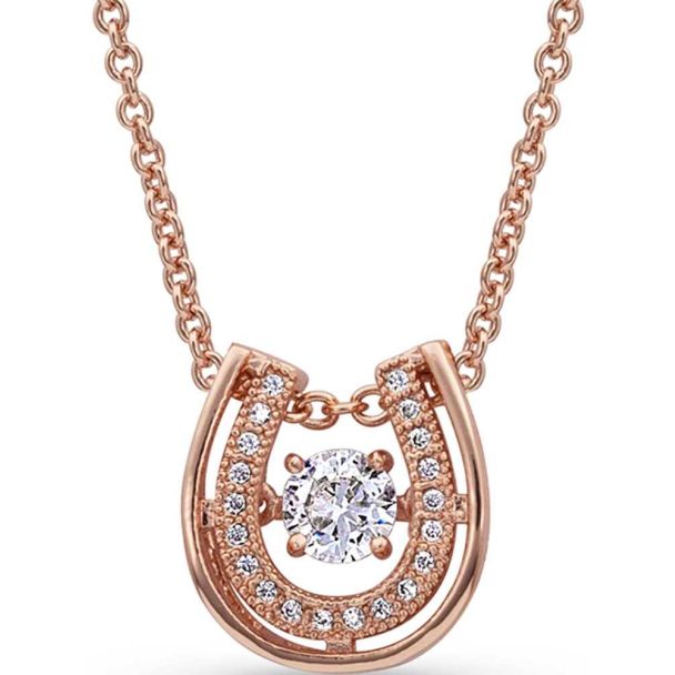 Dancing with Luck Rose Gold Horseshoe Necklace