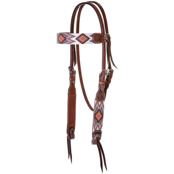 Circle Y Flat Infinity Beaded Browband Headstall