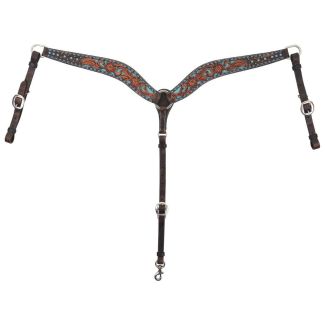 Circle Y Bronco Blue Texas Flower Breast Collar