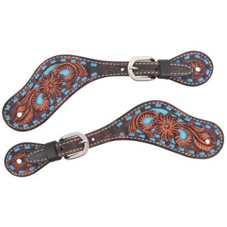 Circle Y Bronco Blue Texas Flower Spur Straps