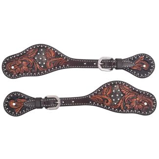 Circle Y Dark Flash Arizona Flower Spur Straps