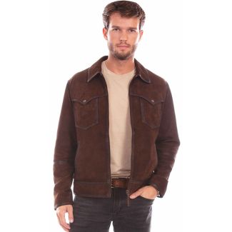 Brown Suede Zip Front Jacket