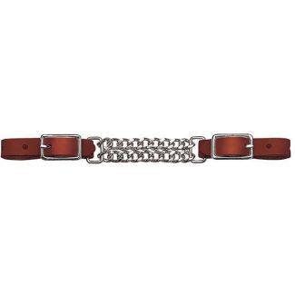Bridle Leather 4-1/2" Double Flat Link Chain Curb Strap