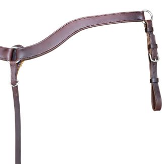 Premium Leather Contoured Breast Collar-Large Horse / Gypsy-Brown