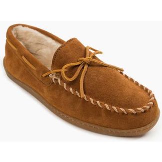 Minnetonka Men's Pile Lined Hardsole Slipper - Brown