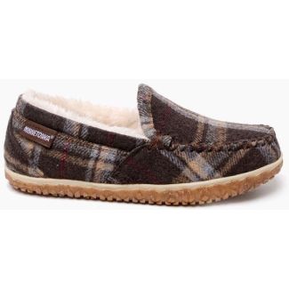 Minnetonka Women's Tempe Chocolate Plaid Slipper