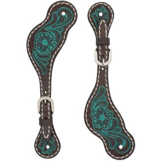 Ladies' Carved Turquoise Flower Spur Straps