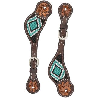 Turquoise Beaded Floral Spur Straps