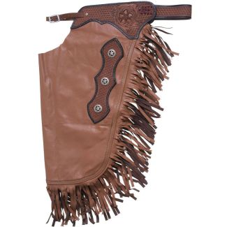 Tough1 Premium Leather Chinks with Basketweave Filigree