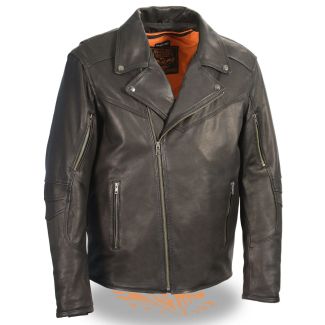 milwaukee leather mlm1516 black real leather motorcycle jacket for men &ndash; lightweight police style biker jacket 