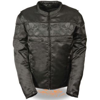 Milwaukee Leather Men&rsquo;s Reflective Skulls Textile Jacket