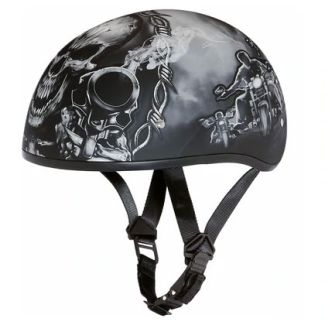 Daytona Helmets D6-G ‘Skull Cap’ with Skull and Guns Half Face Helmet