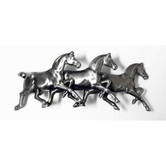 Running Horses Barrette - Pewter