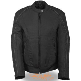 Milwaukee Leather SH1954 Women's Black Textile Jacket With Stud And Wings Detailing