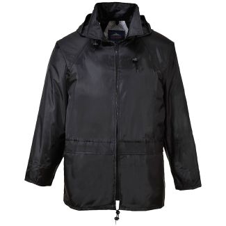 Portwest Men's Lightweight Waterproof Classic Rain Jacket Black