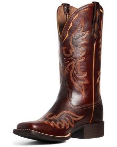 Ariat Ladies Round Up Flutter Mahogany Square Toe Boots
