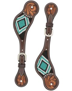 Turquoise Beaded Floral Spur Straps